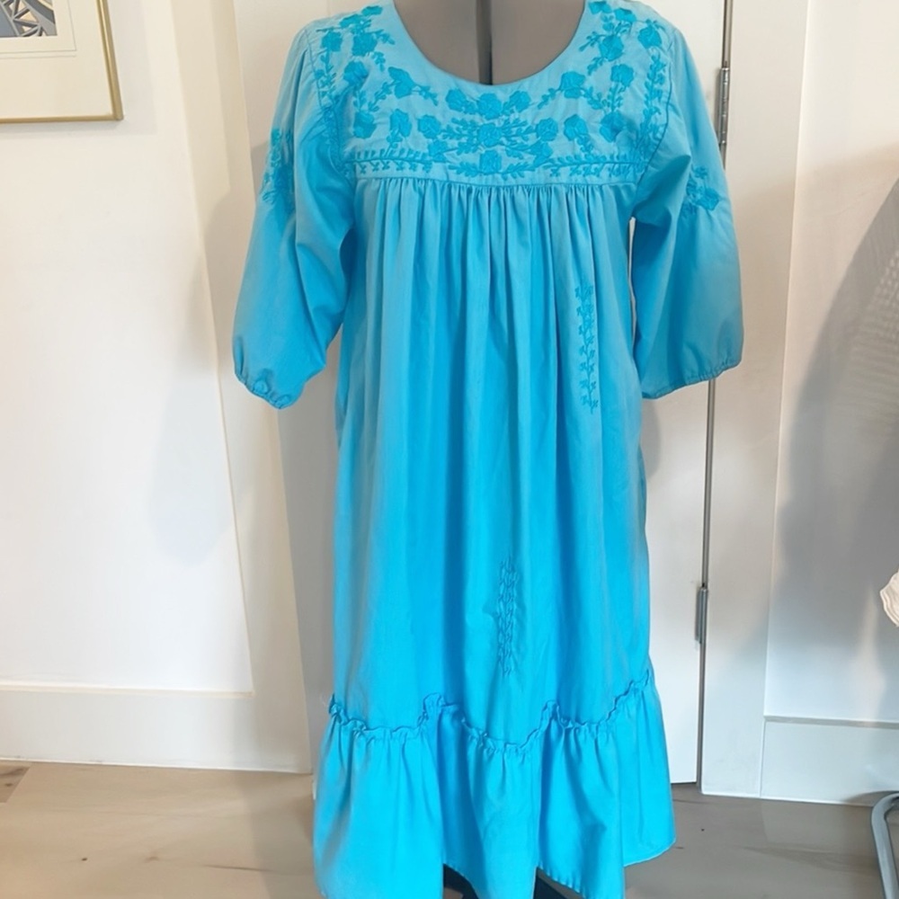 Vintage 70's 80's Mexican hippie boho  embroidered casual dress - Picture 7 of 12